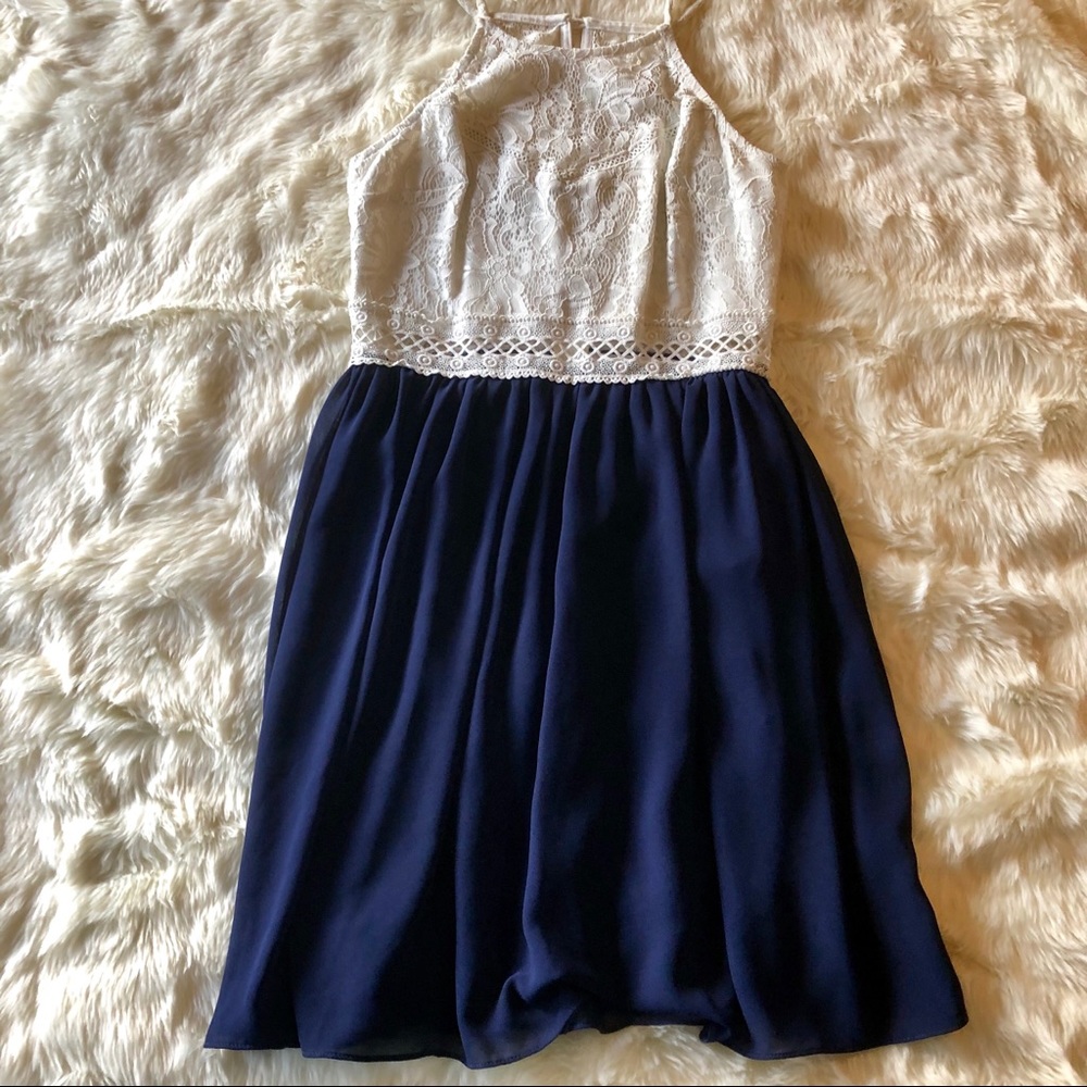 Navy and White Dress